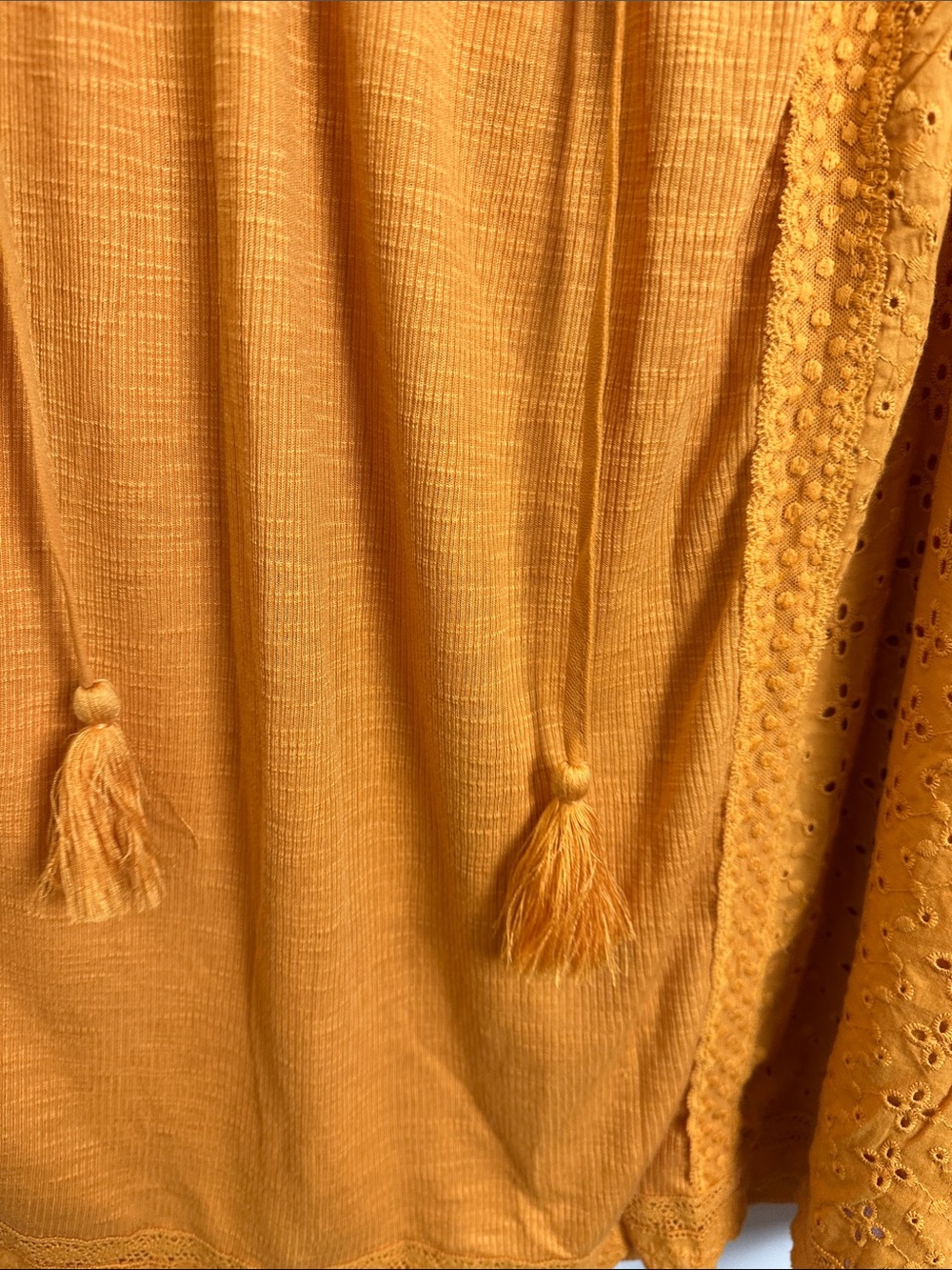 KNOX ROSE Mustard Eyelet Tassel Sleeveless Top - Women - Picture 4 of 9